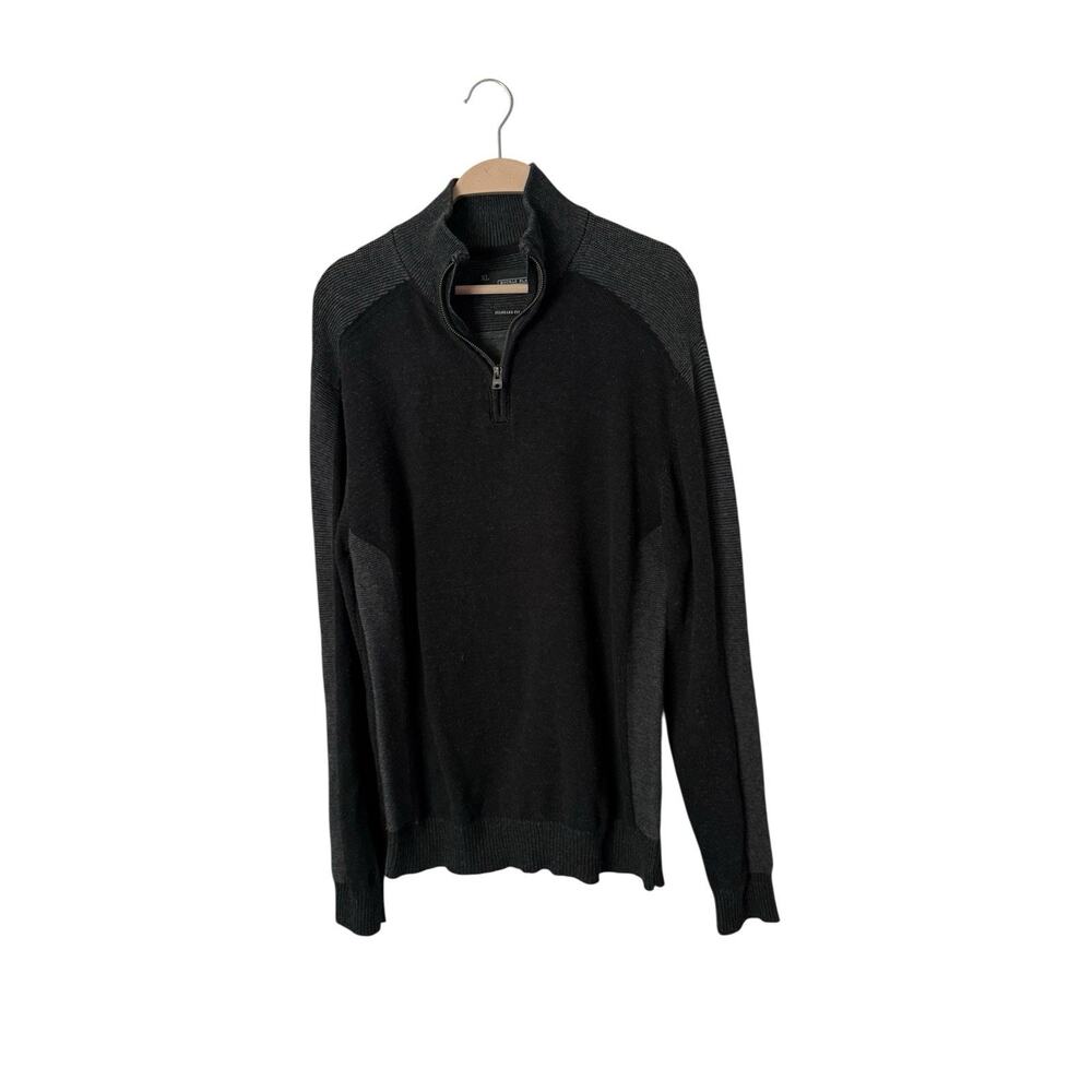Buckle Black sweater mens XL 1/4 zip Black soft Cotton standard fit Preppy